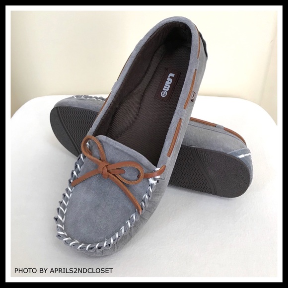 GREY GENUINE SUEDE SLIP ON MOCCASIN FLATS - Picture 6 of 8